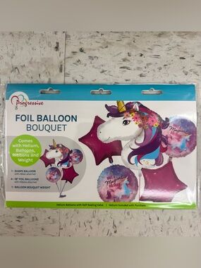 *New* Progressive Unicorn Foil Balloon Bouquet | Happy Birthday